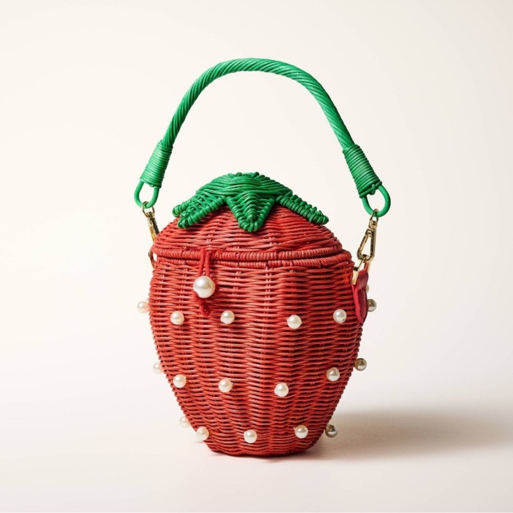 Kate Spade x Target Pearl Embellished Strawberry Basket Bucket Bag - Picture 2 of 6
